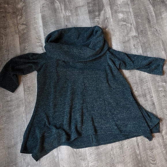 New Directions Women's Teal Cowl Neck Sweater - Picture 2 of 5